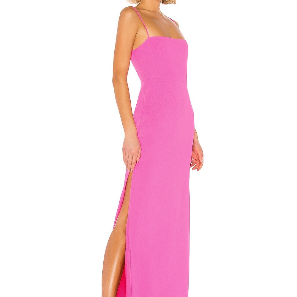 Pink Maxi Slip Dress with Slit for Wedding Guest